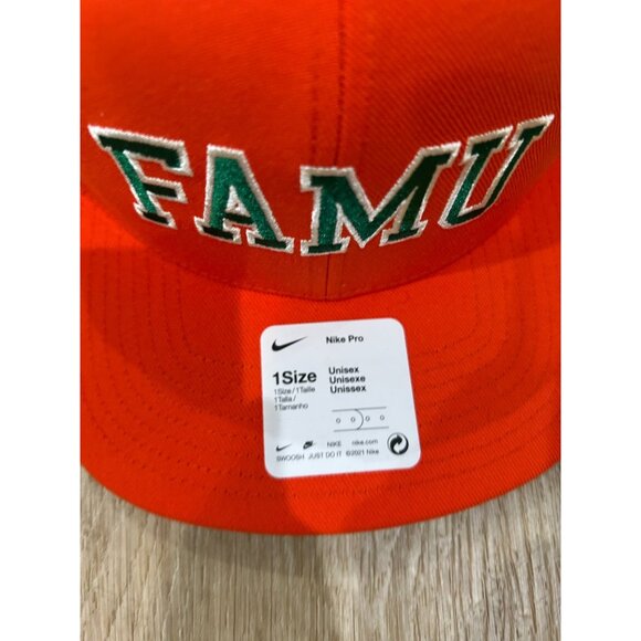 NEW Nike Pro FAMU Adjustable Snapback Hat Orange Unisex OS Embroidered Logo - Picture 2 of 3